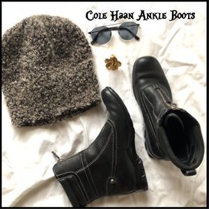 RARE!🥀Black Motorcycle Leather Ankle Boot